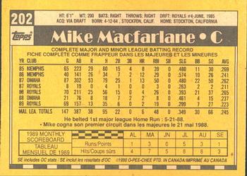 1990 O-Pee-Chee #202 Mike Macfarlane Back