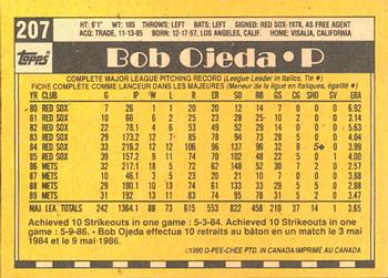 1990 O-Pee-Chee #207 Bob Ojeda Back