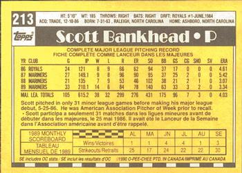 1990 O-Pee-Chee #213 Scott Bankhead Back