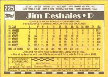 1990 O-Pee-Chee #225 Jim Deshaies Back