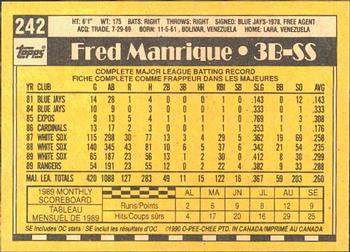 1990 O-Pee-Chee #242 Fred Manrique Back