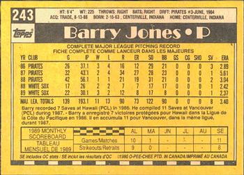 1990 O-Pee-Chee #243 Barry Jones Back