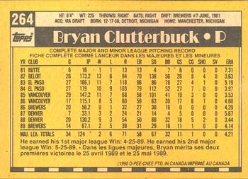 1990 O-Pee-Chee #264 Bryan Clutterbuck Back