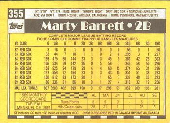 1990 O-Pee-Chee #355 Marty Barrett Back