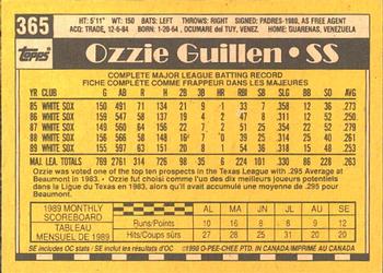 1990 O-Pee-Chee #365 Ozzie Guillen Back