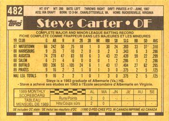 1990 O-Pee-Chee #482 Steve Carter Back