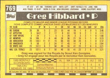 1990 O-Pee-Chee #769 Greg Hibbard Back