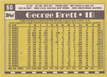 1990 O-Pee-Chee #60 George Brett Back