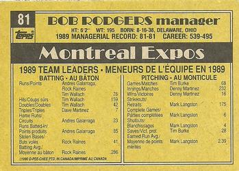 1990 O-Pee-Chee #81 Bob Rodgers Back