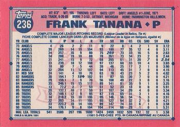 1991 O-Pee-Chee #236 Frank Tanana Back