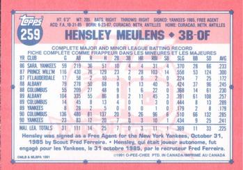 1991 O-Pee-Chee #259 Hensley Meulens Back