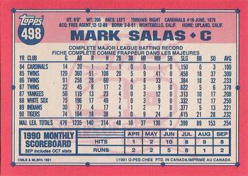 1991 O-Pee-Chee #498 Mark Salas Back