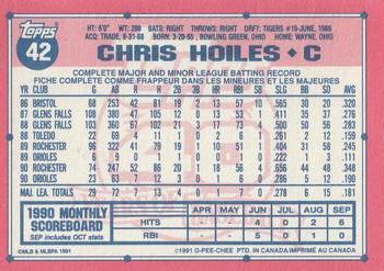 1991 O-Pee-Chee #42 Chris Hoiles Back