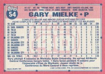 1991 O-Pee-Chee #54 Gary Mielke Back