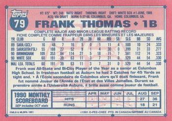 1991 O-Pee-Chee #79 Frank Thomas Back