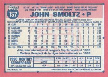 1991 O-Pee-Chee #157 John Smoltz Back
