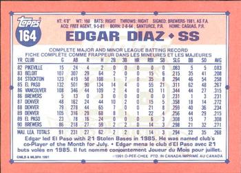 1991 O-Pee-Chee #164 Edgar Diaz Back