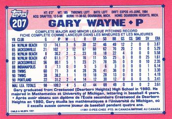 1991 O-Pee-Chee #207 Gary Wayne Back