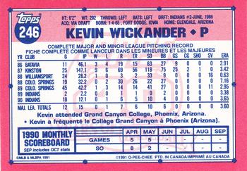 1991 O-Pee-Chee #246 Kevin Wickander Back