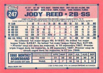 1991 O-Pee-Chee #247 Jody Reed Back