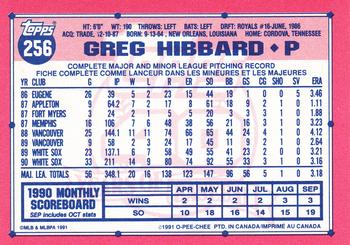 1991 O-Pee-Chee #256 Greg Hibbard Back