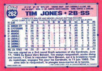 1991 O-Pee-Chee #262 Tim Jones Back