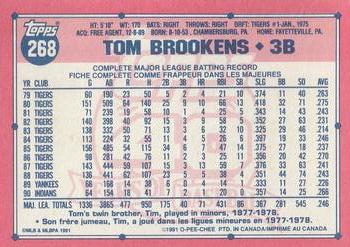 1991 O-Pee-Chee #268 Tom Brookens Back