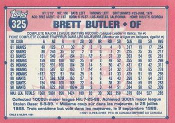 1991 O-Pee-Chee #325 Brett Butler Back