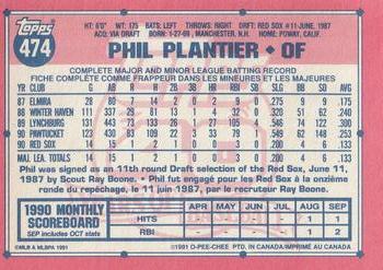 1991 O-Pee-Chee #474 Phil Plantier Back