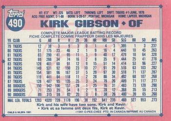 1991 O-Pee-Chee #490 Kirk Gibson Back