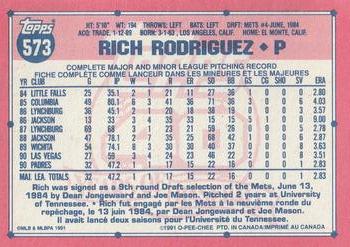 1991 O-Pee-Chee #573 Rich Rodriguez Back