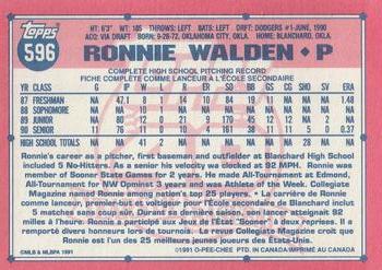 1991 O-Pee-Chee #596 Ronnie Walden Back