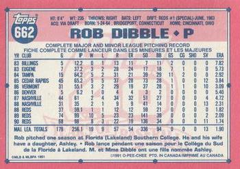 1991 O-Pee-Chee #662 Rob Dibble Back