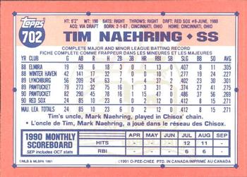 1991 O-Pee-Chee #702 Tim Naehring Back