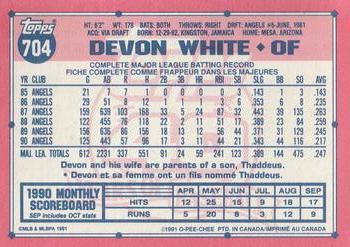 1991 O-Pee-Chee #704 Devon White Back