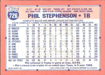 1991 O-Pee-Chee #726 Phil Stephenson Back