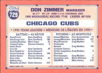 1991 O-Pee-Chee #729 Don Zimmer Back