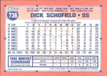 1991 O-Pee-Chee #736 Dick Schofield Back