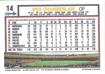 1992 O-Pee-Chee #14 Wes Chamberlain Back