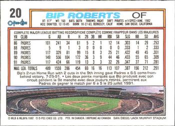 1992 O-Pee-Chee #20 Bip Roberts Back