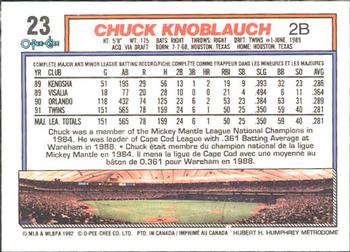 1992 O-Pee-Chee #23 Chuck Knoblauch Back