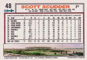 1992 O-Pee-Chee #48 Scott Scudder Back