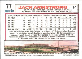 1992 O-Pee-Chee #77 Jack Armstrong Back