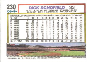 1992 O-Pee-Chee #230 Dick Schofield Back