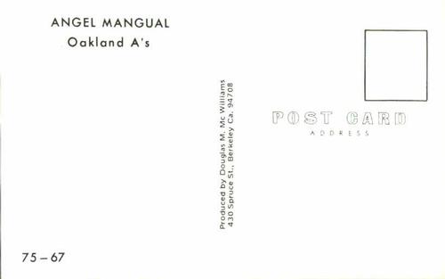 1975 Doug McWilliams Postcards #75-67 Angel Mangual Back