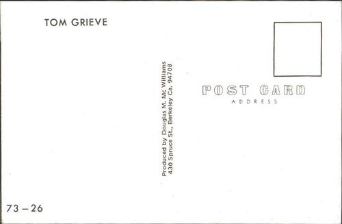 1973 Doug McWilliams Postcards #73-26 Tom Grieve Back