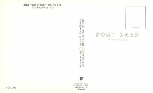 1973 Doug McWilliams Postcards #73-29 Catfish Hunter Back