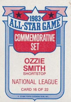 1984 Topps - Glossy All-Stars #16 Ozzie Smith Back