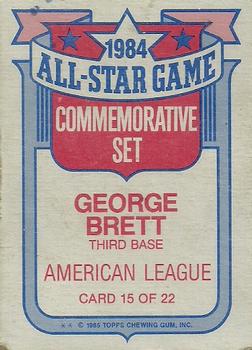 1985 Topps - Glossy All-Stars #15 George Brett Back