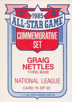 1986 Topps - Glossy All-Stars #15 Graig Nettles Back